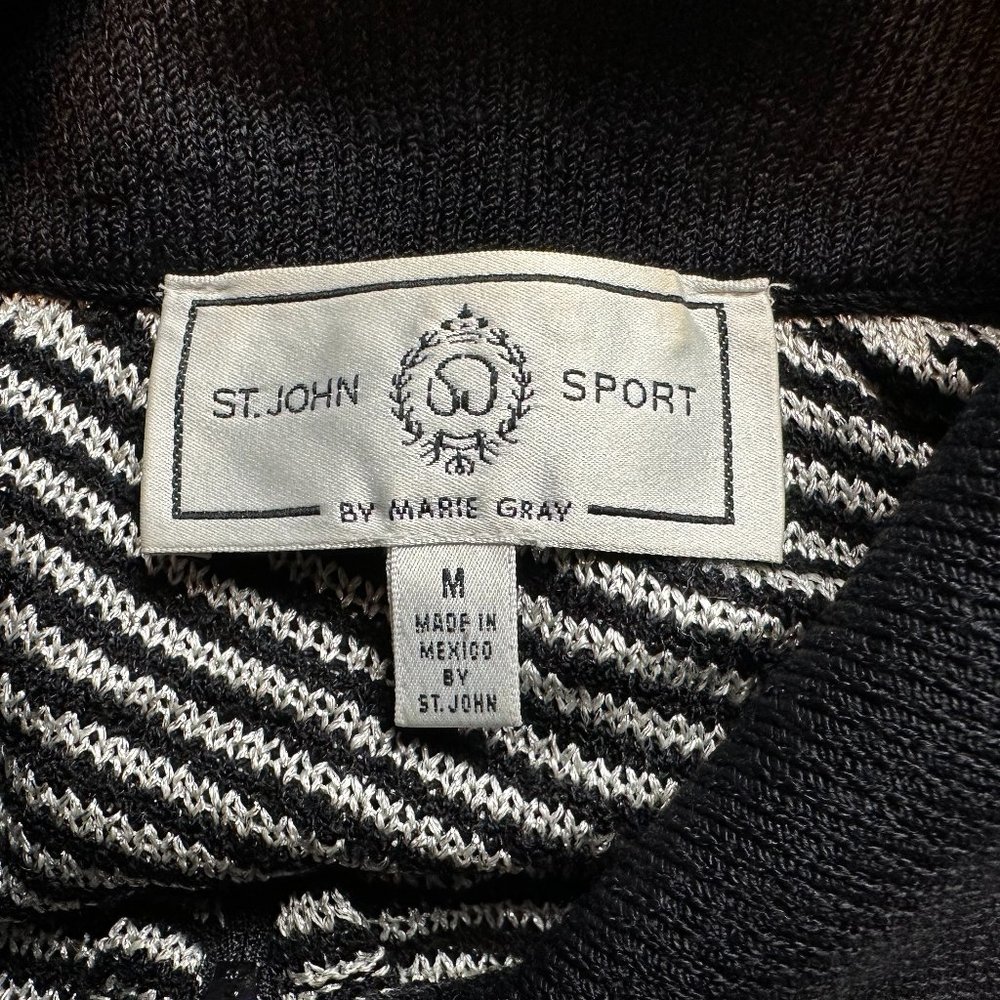 St John Sport Women's Studded Knit Sweater Wool Blend Striped Santana Size M - Picture 4 of 5